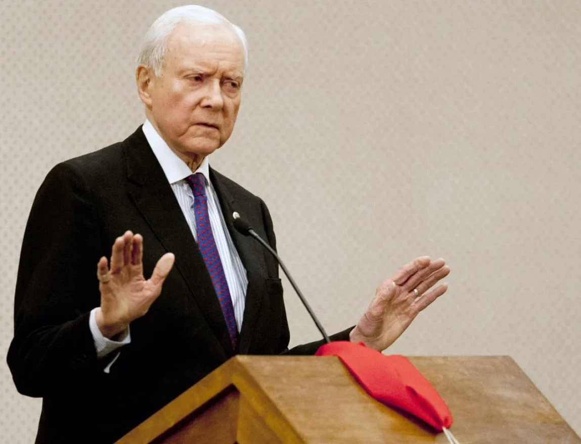 United States Sen. Orrin Hatch speaks during the Lincoln Day Dinner at the Riverwoods Conference Center in Logan on Feb. 13, 2016.